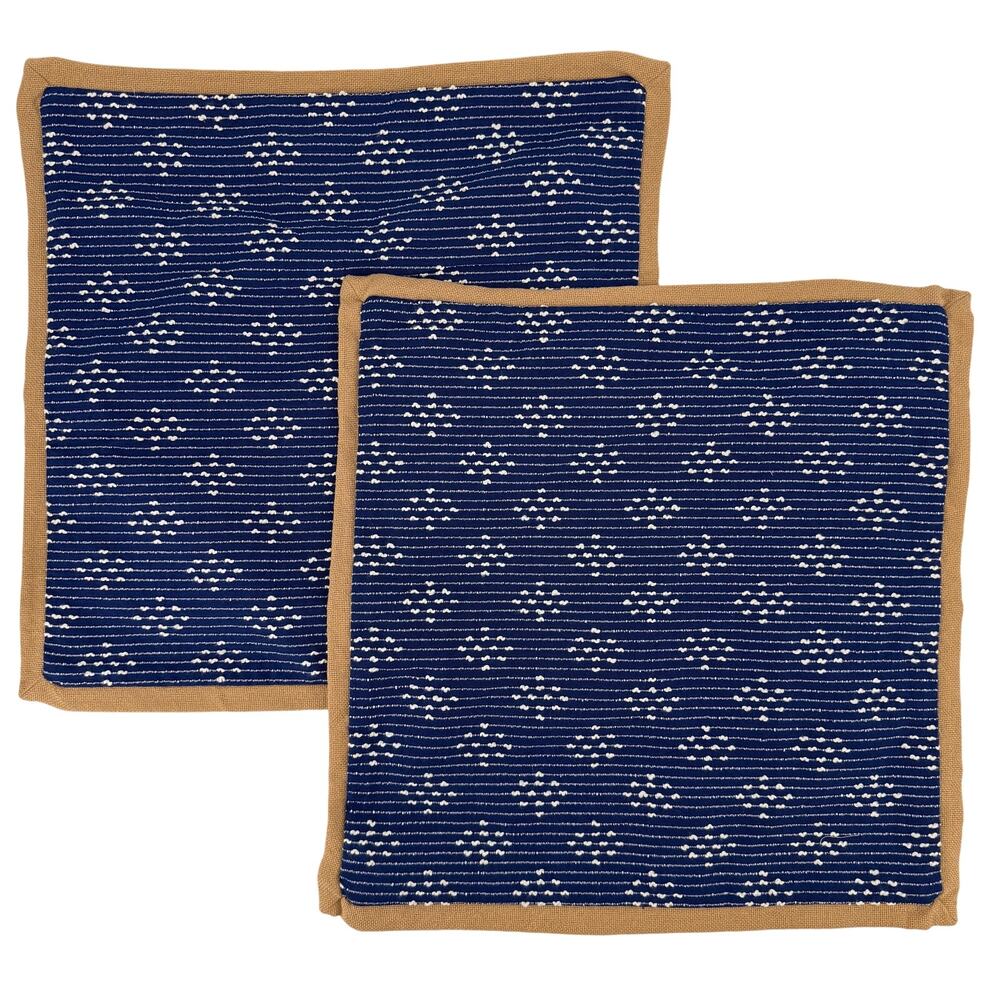 Loloi Set of 2 20x20 Blue Tan Textured Pillow Shams Covers Boho